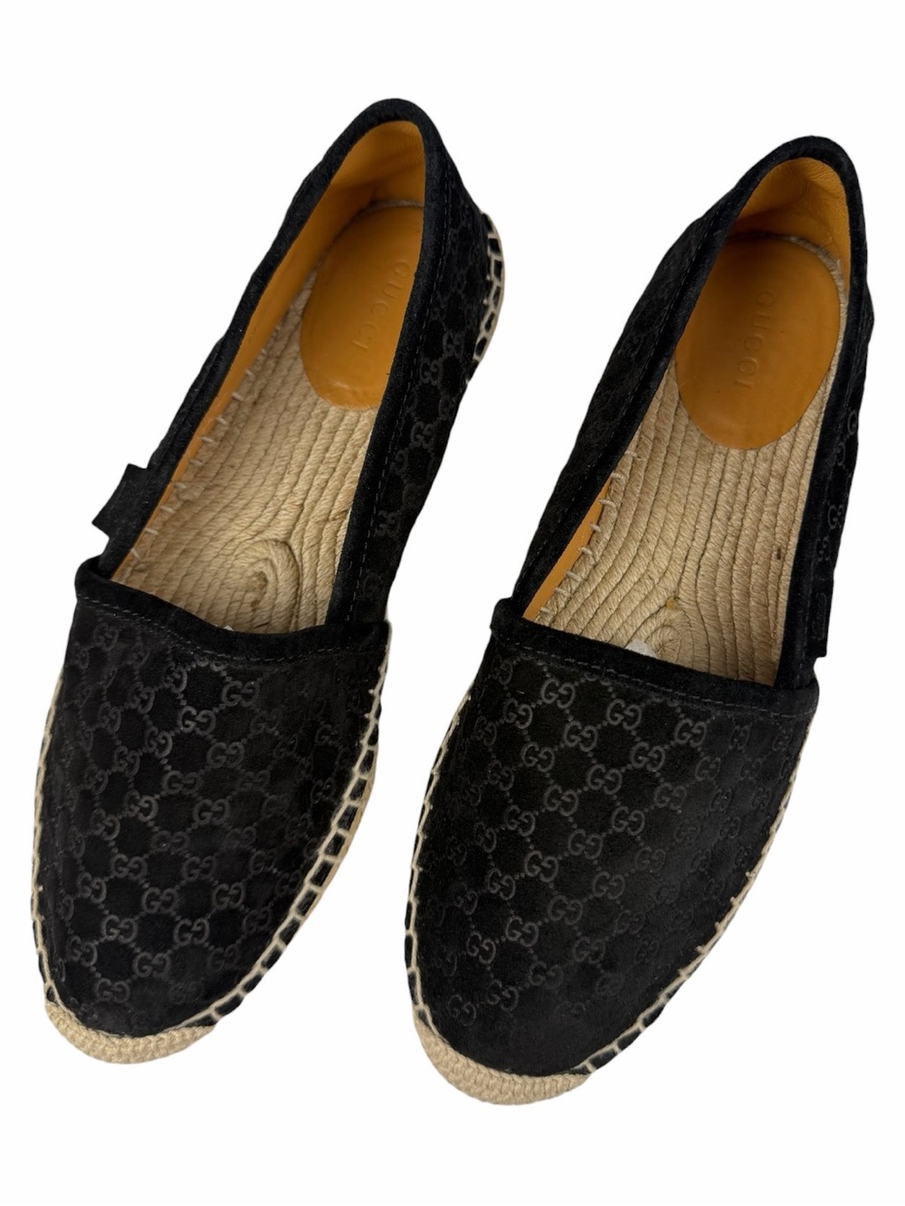 Gucci Microguccissima Pattern Suede Slip-On Espadrilles Flats In Black Size 37.5 - Picture 7 of 13